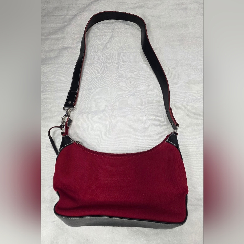 VINTAGE Tommy Hilfiger Red Canvas Hobo Bag | Y2K Sporty Chic